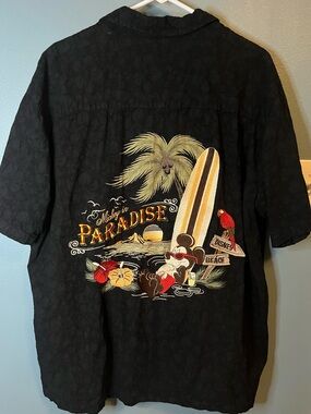 Disney Black Paradise Graphic Hawaiian Button-Down Shirt size XL